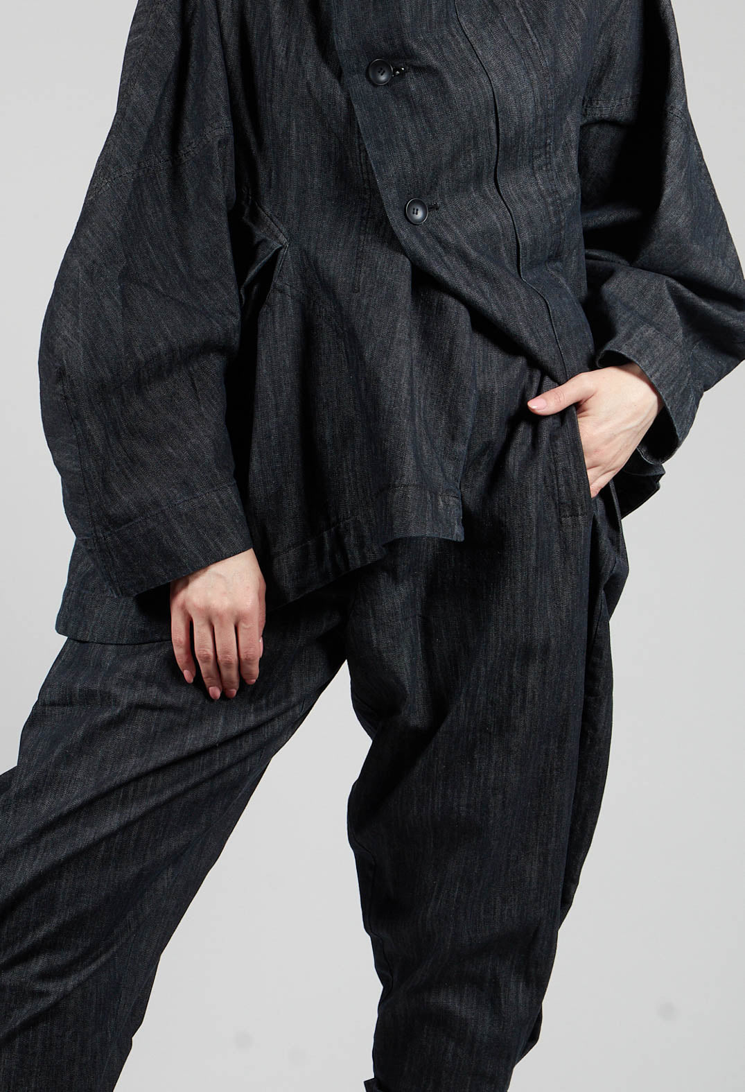 Turn Up Trouser in Black Denim