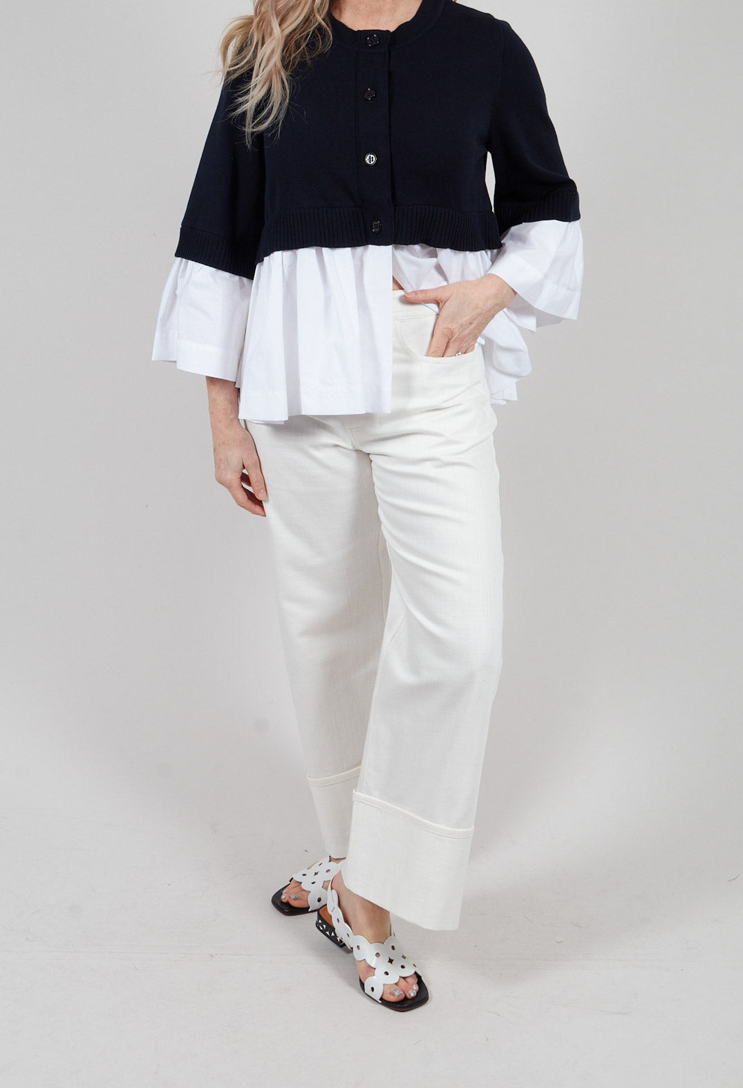 Turn Up Trouser in Off White