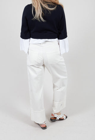 Turn Up Trouser in Off White