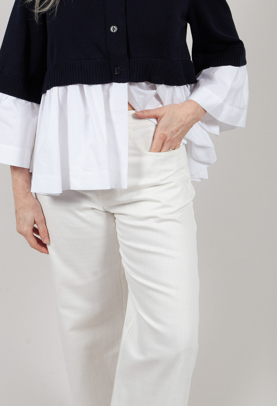 Turn Up Trouser in Off White