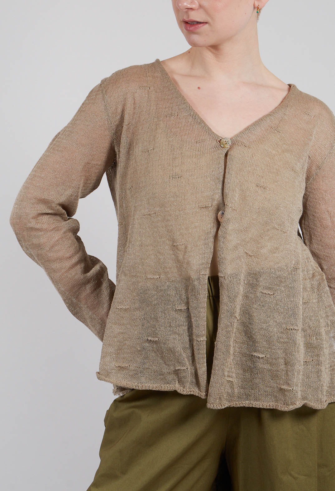 Two Button Cardigan in Beige