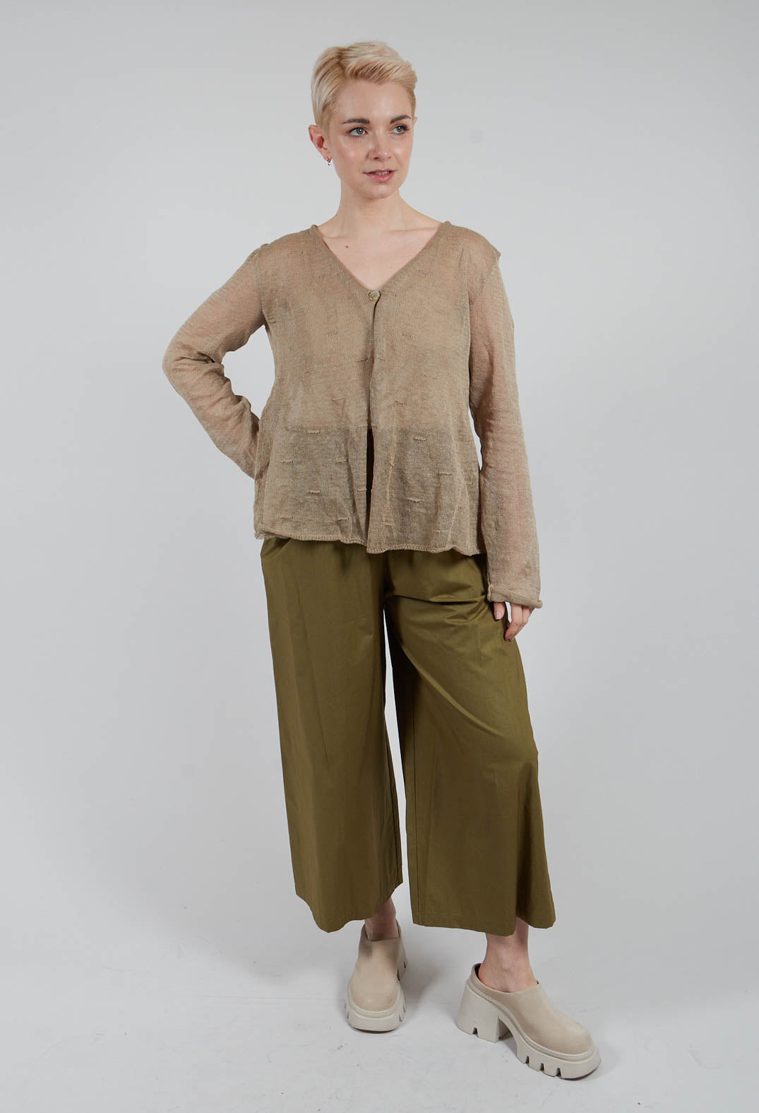 Two Button Cardigan in Beige