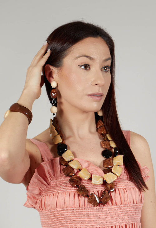 Two Strands Necklace in Brown