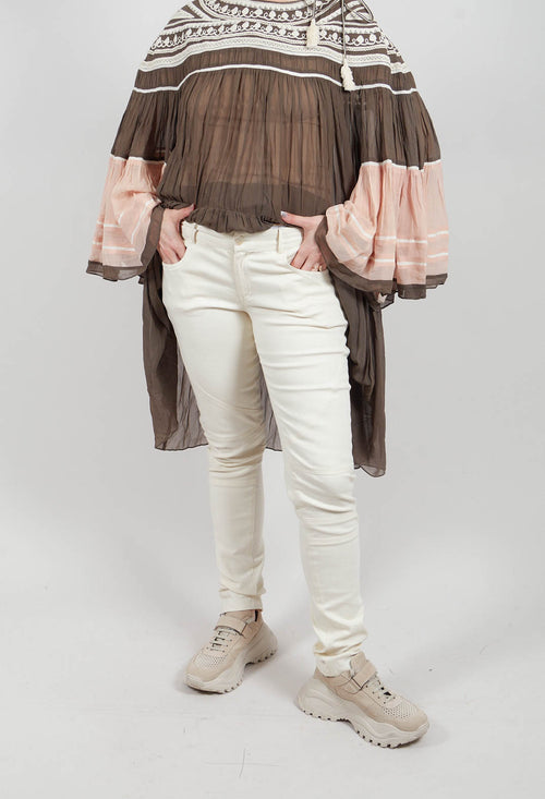 Stretch Fitted Trousers in Ivory