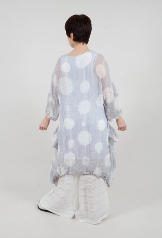 Sheer Dress with Slip and Elasticated Cuffs and Hem in Grey/Offwhite