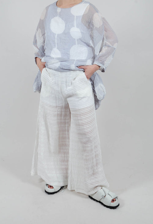 Wide Leg Trousers with Crinkle Effect in Offwhite