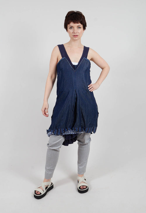 Summer Dress with Ruched Hemline in Blue