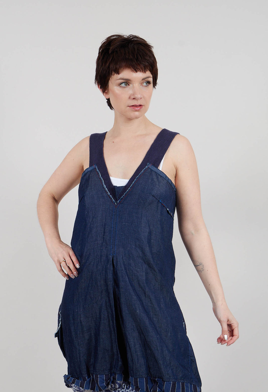 Summer Dress with Ruched Hemline in Blue