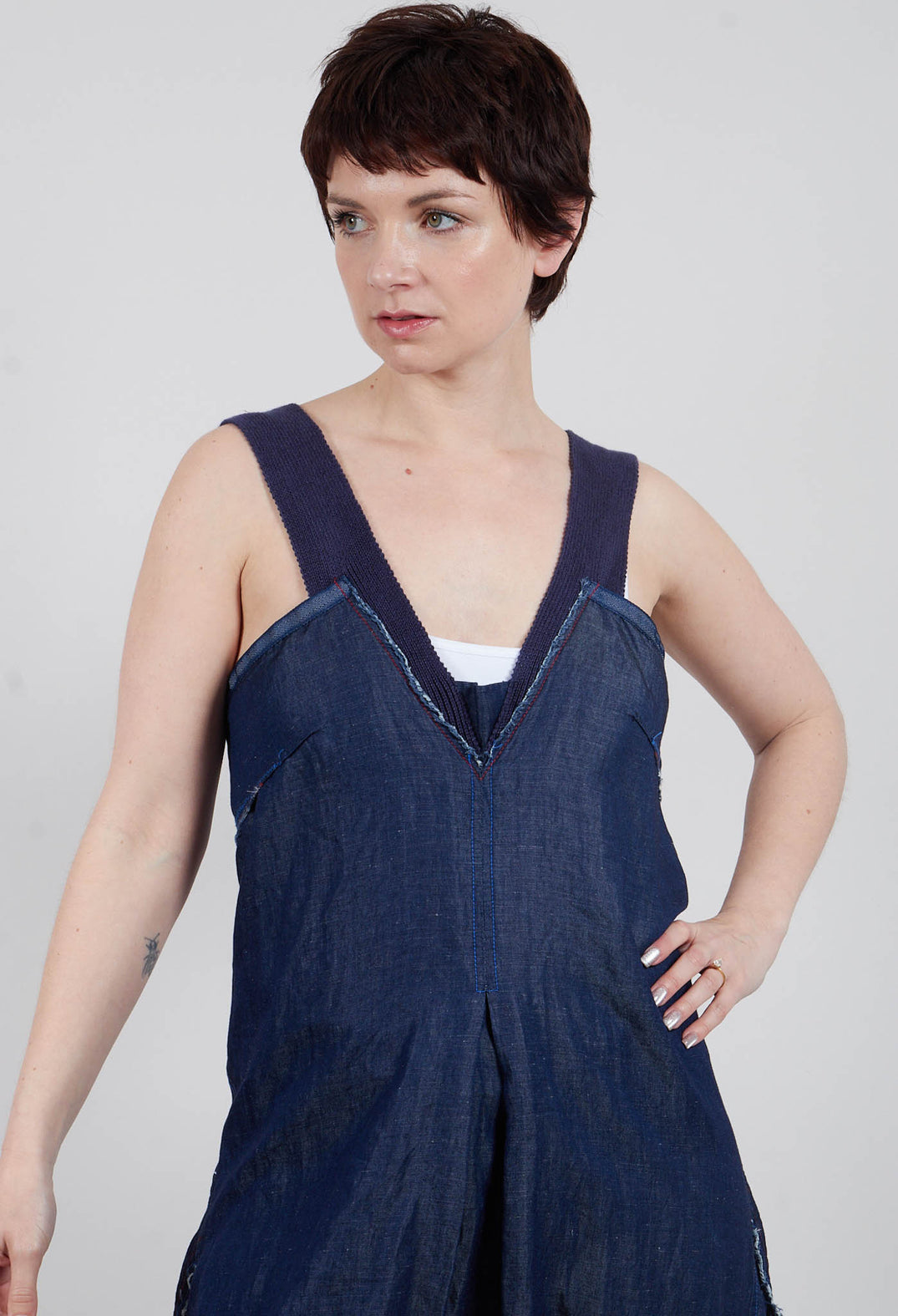 Summer Dress with Ruched Hemline in Blue