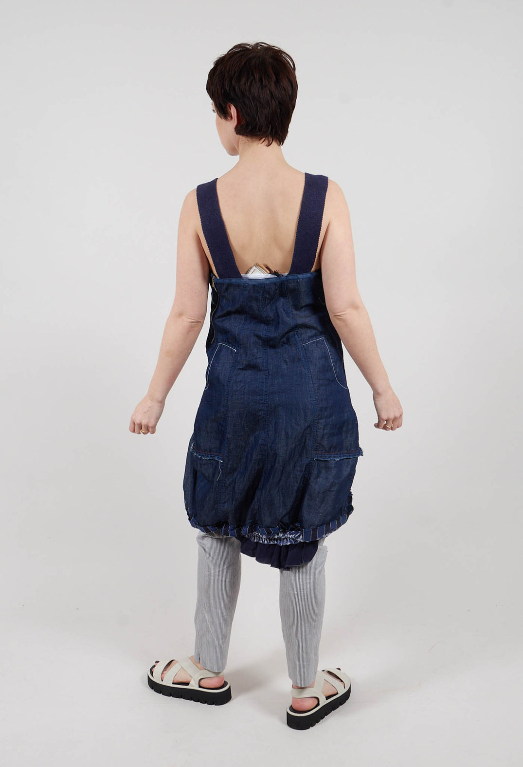 Summer Dress with Ruched Hemline in Blue