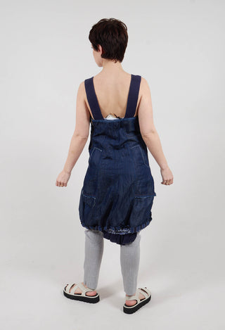 Summer Dress with Ruched Hemline in Blue