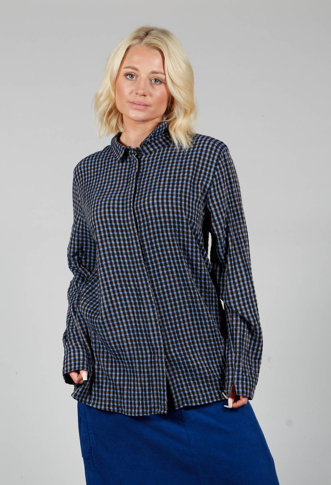 Lao Blouse in Blue and Black