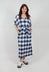 Crinkle Dress In Blue and White Check