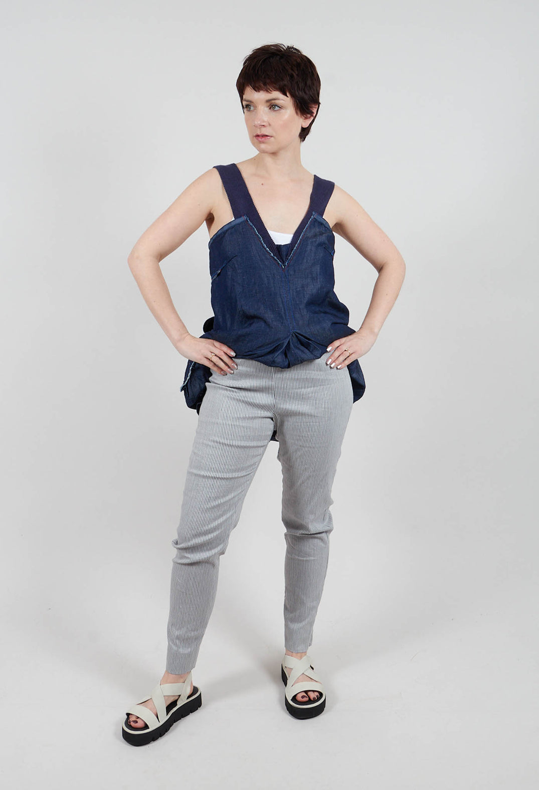 Pinstripe Trousers in Grey