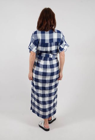 Crinkle Dress In Blue and White Check