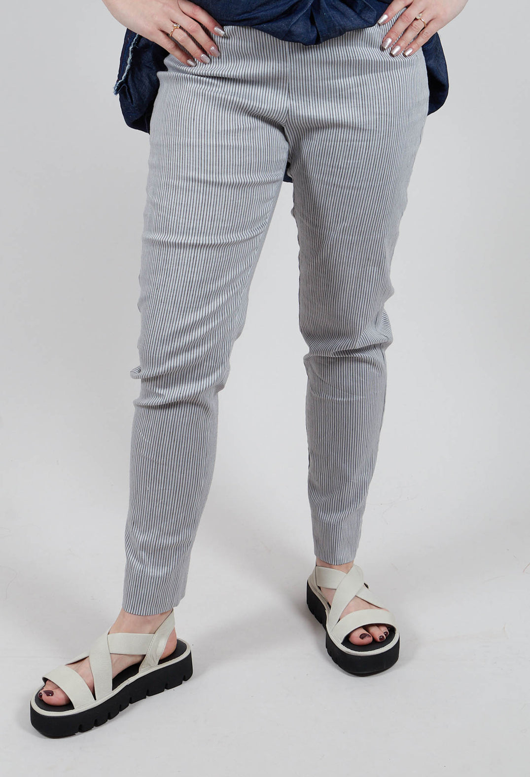 Pinstripe Trousers in Grey