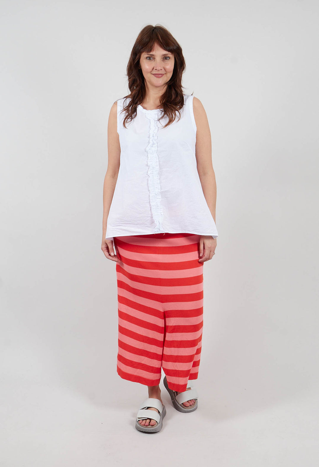 Stretch Loose Fit Trousers in Clementine Stripe