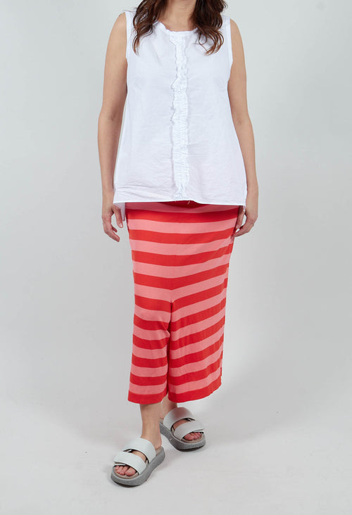 Stretch Loose Fit Trousers in Clementine Stripe