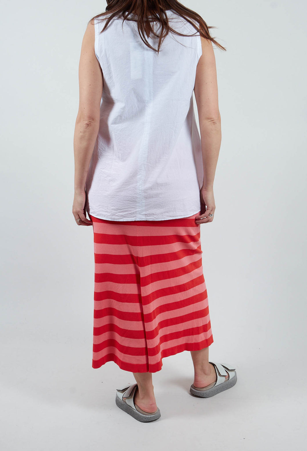 Stretch Loose Fit Trousers in Clementine Stripe