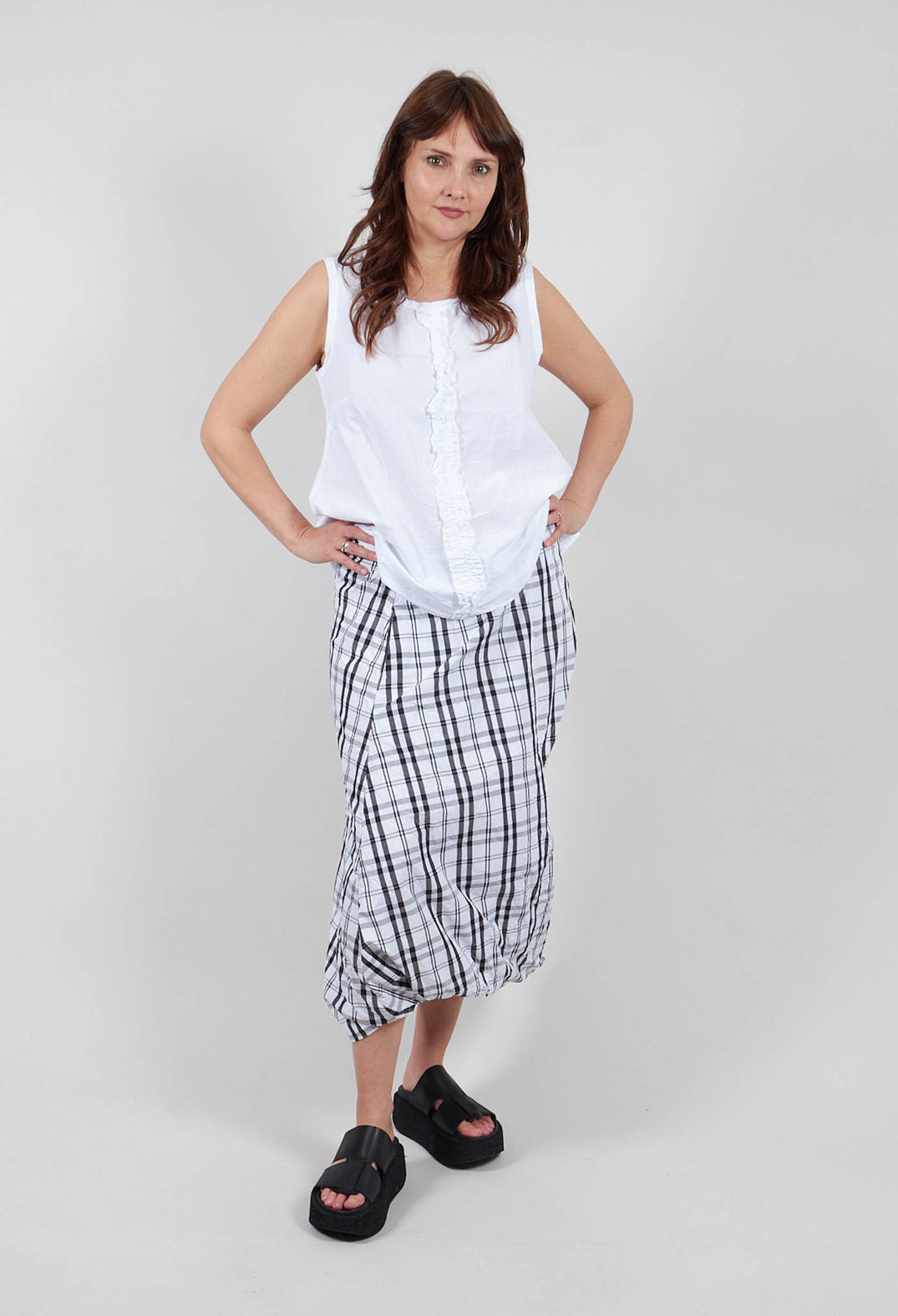 Dublin Tafetta Twisted Trouser/Skirt in Squares
