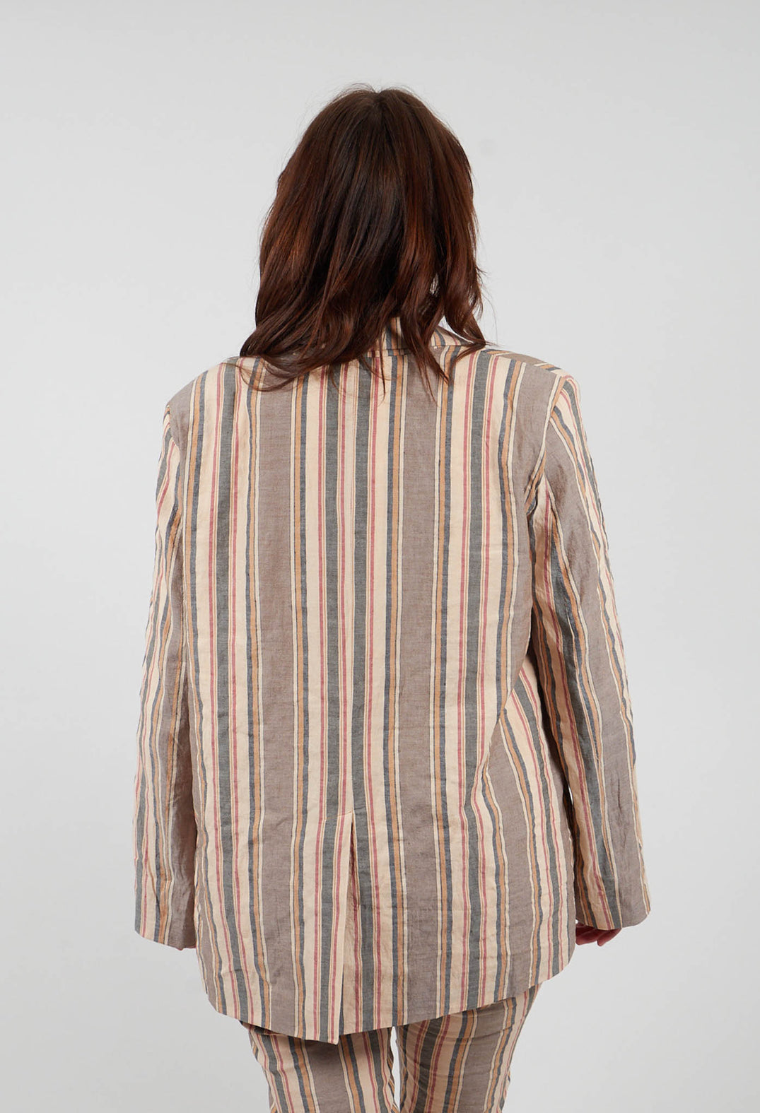 Striped Blazer with Single Button Fastening