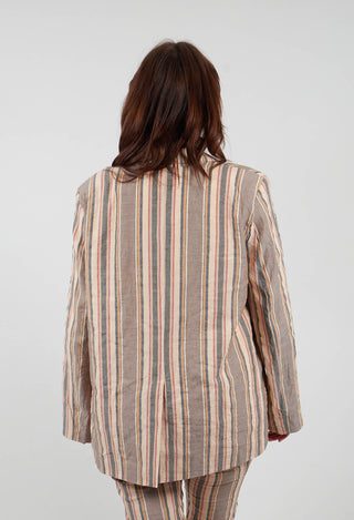 Striped Blazer with Single Button Fastening
