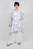 Sheer Dress with Slip and Elasticated Cuffs and Hem in Grey/Offwhite