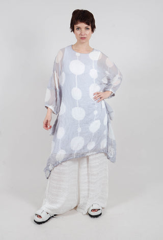 Sheer Dress with Slip and Elasticated Cuffs and Hem in Grey/Offwhite