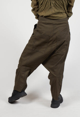 Utility High Waisted Drop Crotch Trousers in Khaki