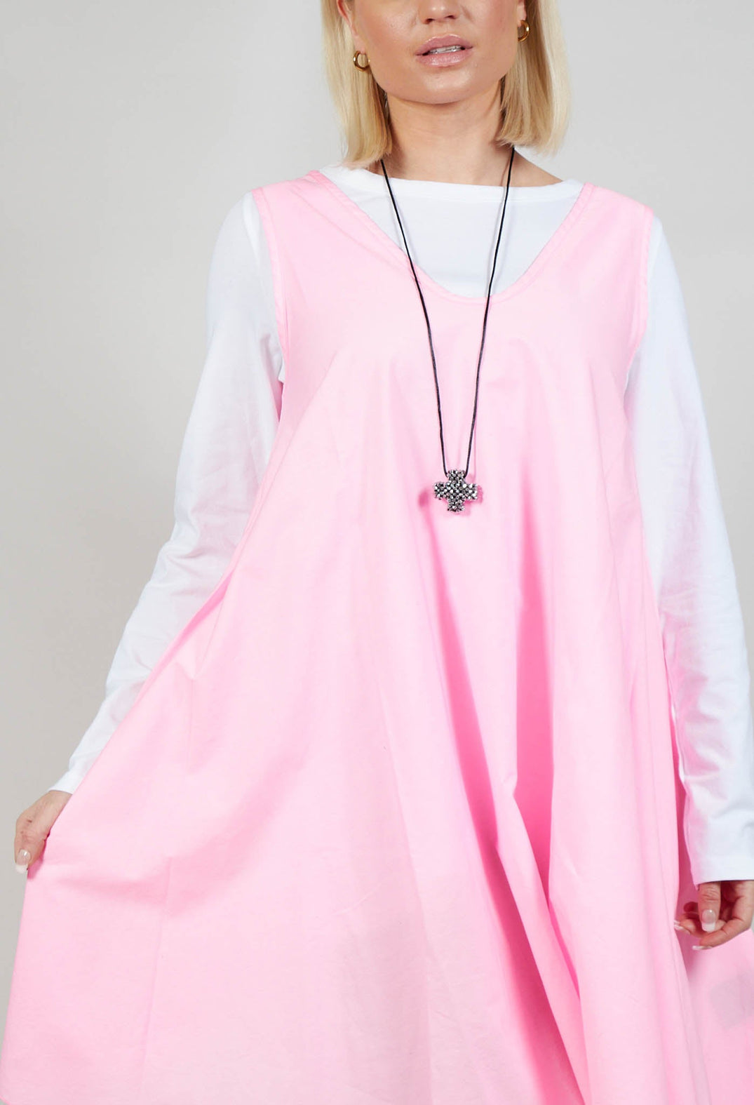 V-Neck Dress in Neon Pink