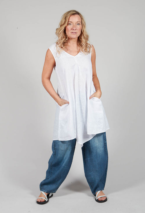 V Neck Tunic in White