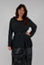 Loose Crepe Tunic with Velvet Patterned Trim in Flint