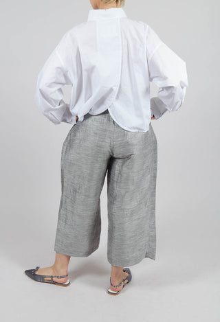 Cropped Wide Leg Trousers in Light Grey