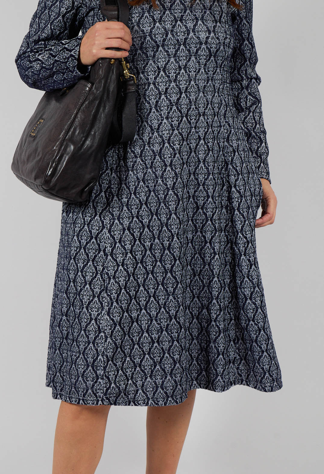 Patterned Midi Dress in Navy