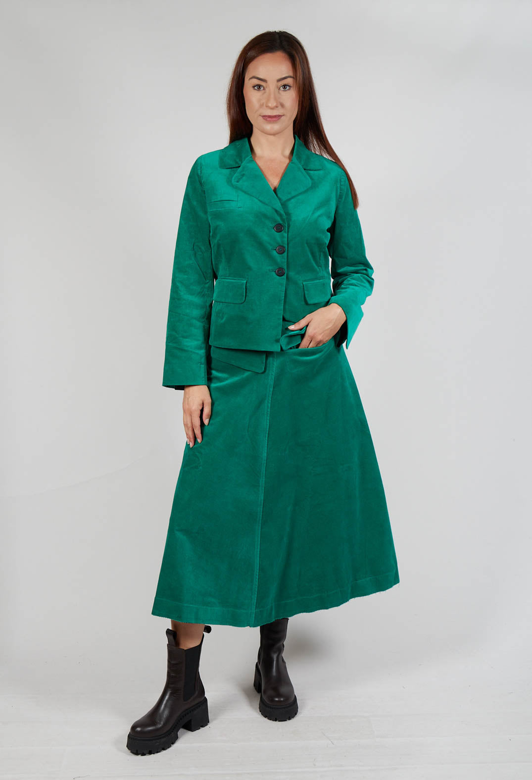 Les Filles d'Ailleurs Velvet A-Line Skirt in Green – Olivia May