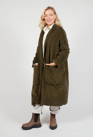 Velvet Loose Coat in Olive