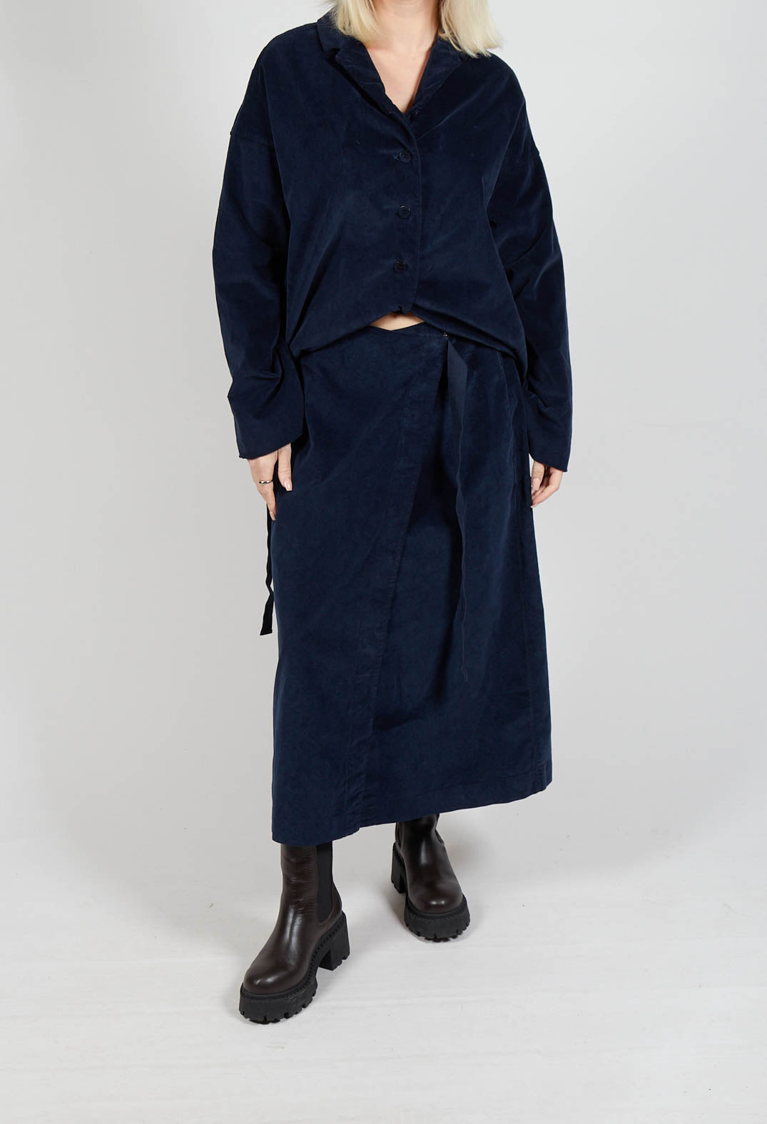 Velvet Wrap Skirt in Ink