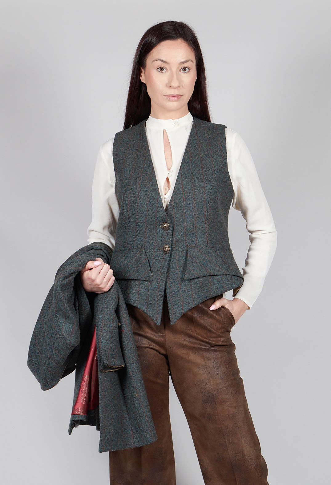 Verde Waistcoat in Green Tweed