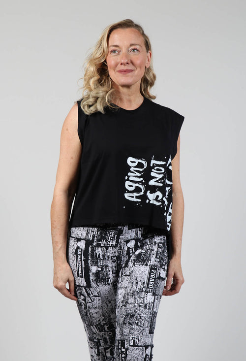 Vest Top in Black Print