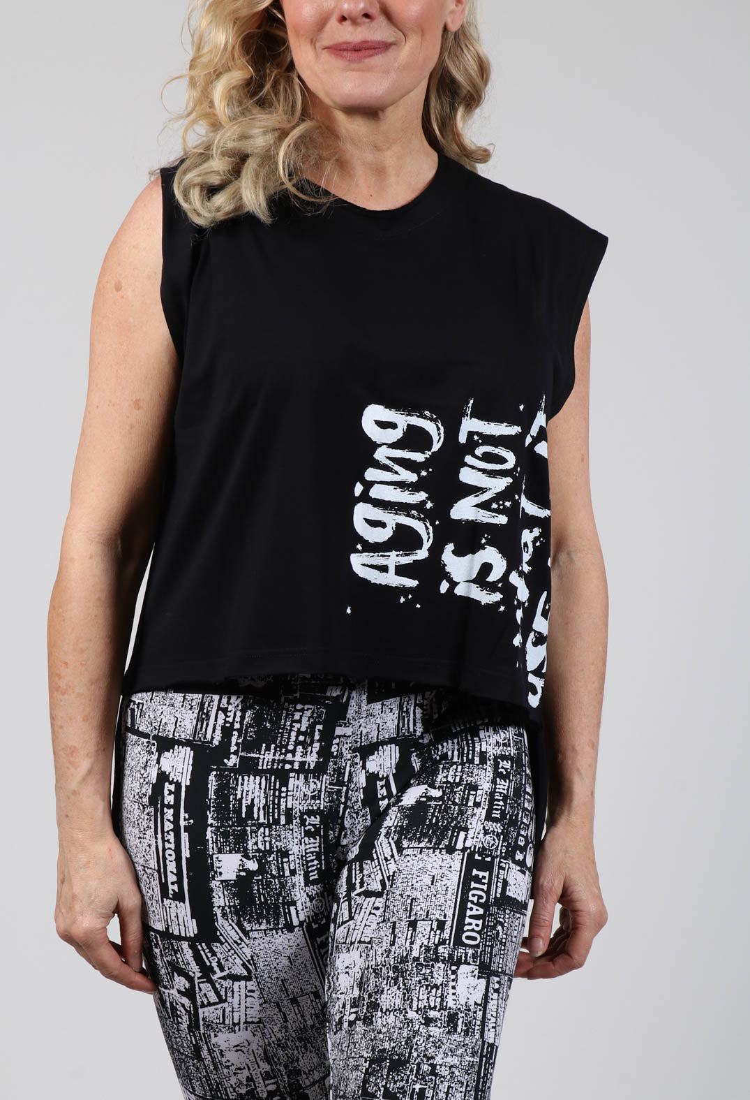 Vest Top in Black Print