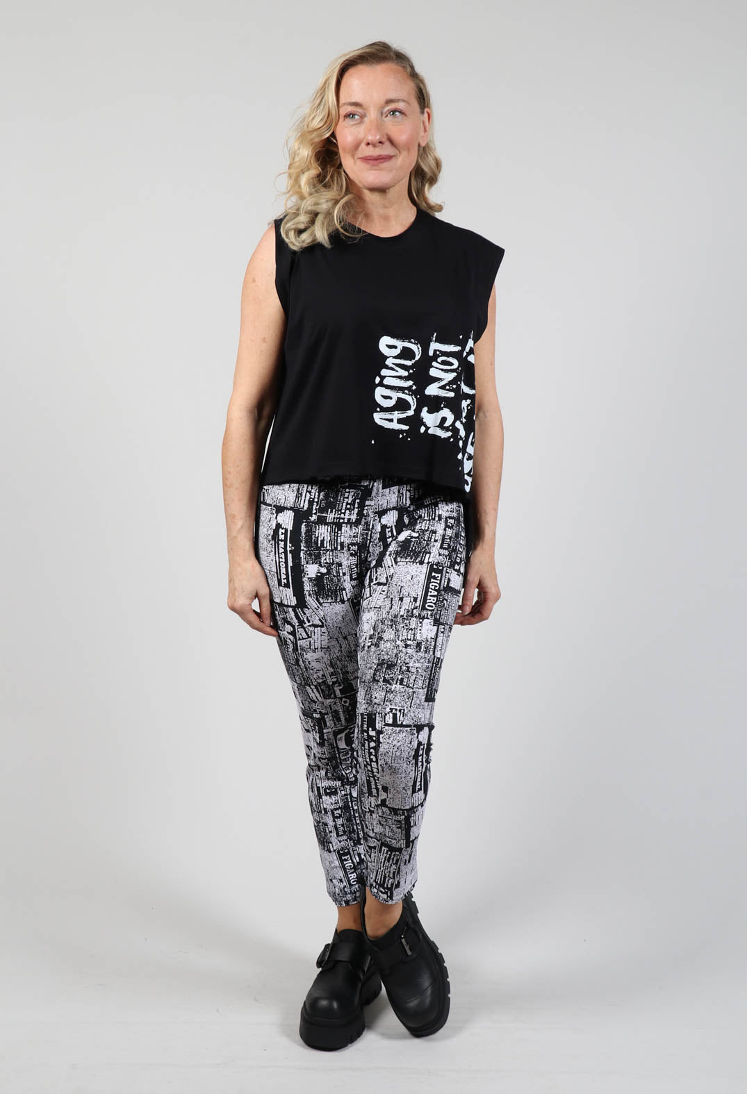Vest Top in Black Print