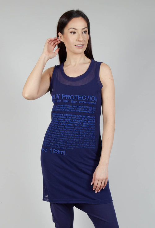 Vest Top with Lettering Motif in Azur Print