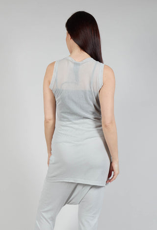 Vest Top with Lettering Motif in Grey Print