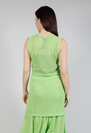 Vest Top with Lettering Motif in Lime Print