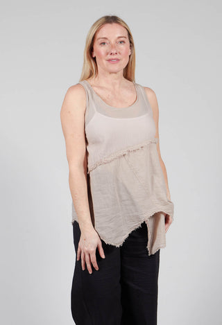 Vest Top with Raw Edges in Greige