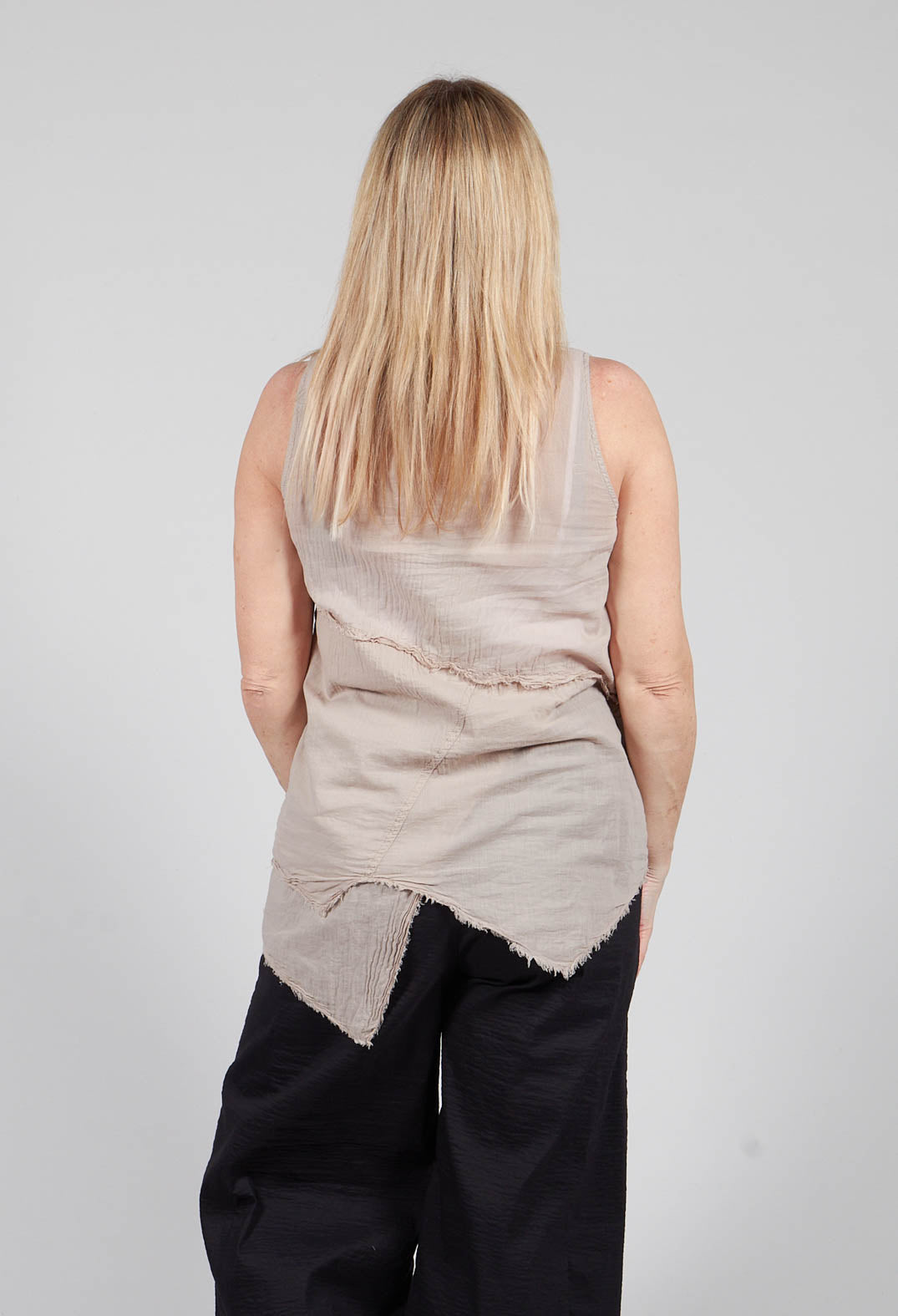 Vest Top with Raw Edges in Greige