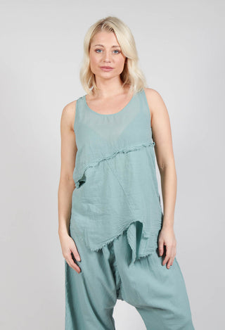 Vest Top with Raw Edges in Pale Turquoise