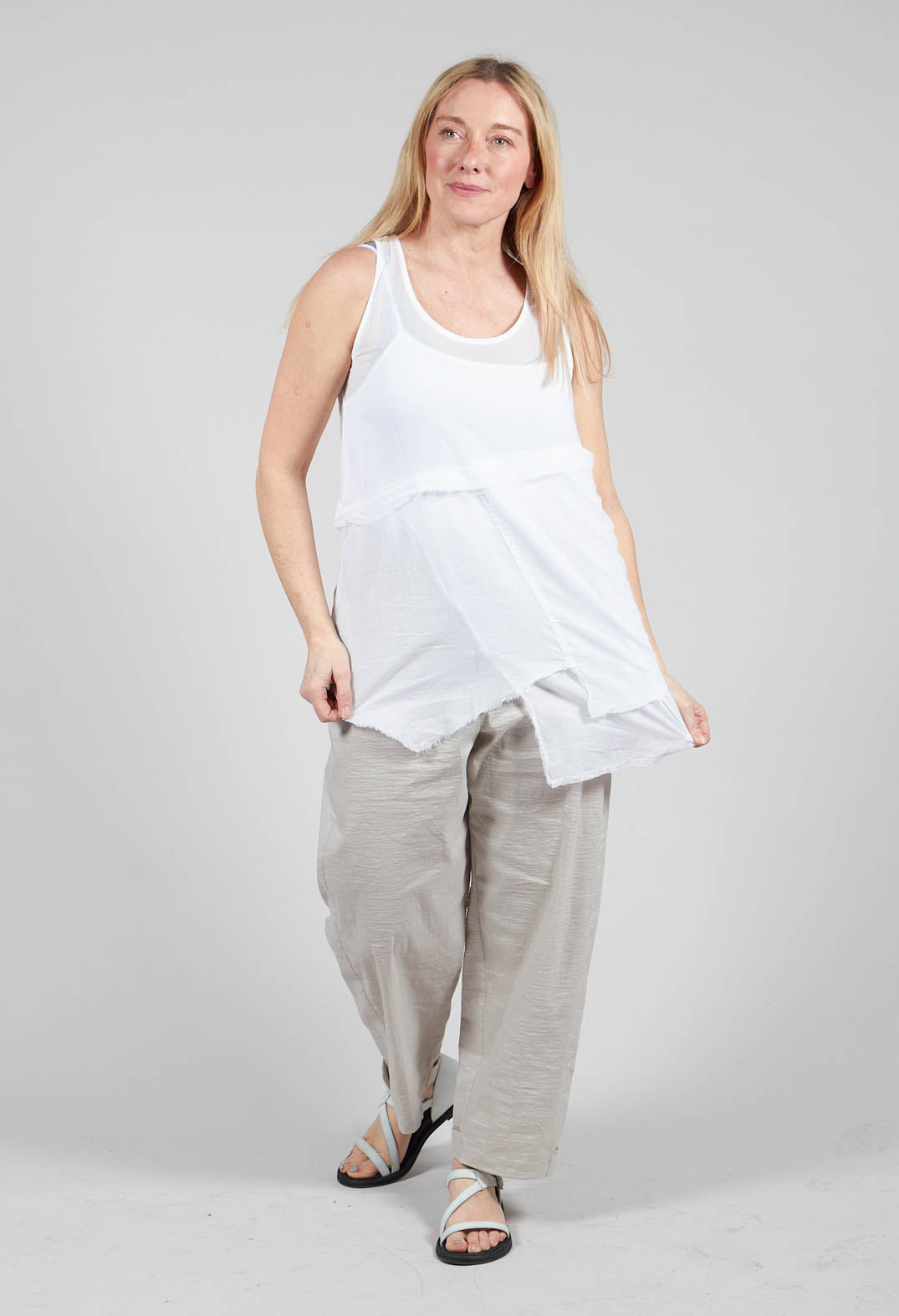 Vest Top with Raw Edges in White