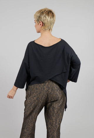 Loose Jersey Top with Open Back in Dark Charcoal