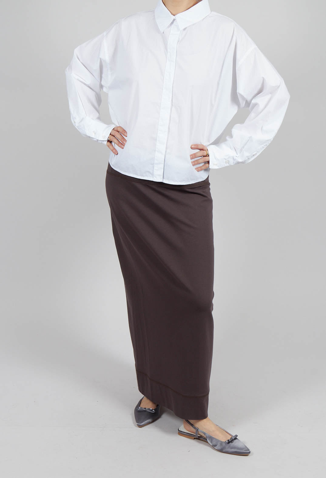 Skirt with Contrasting Panel at Back in Plum